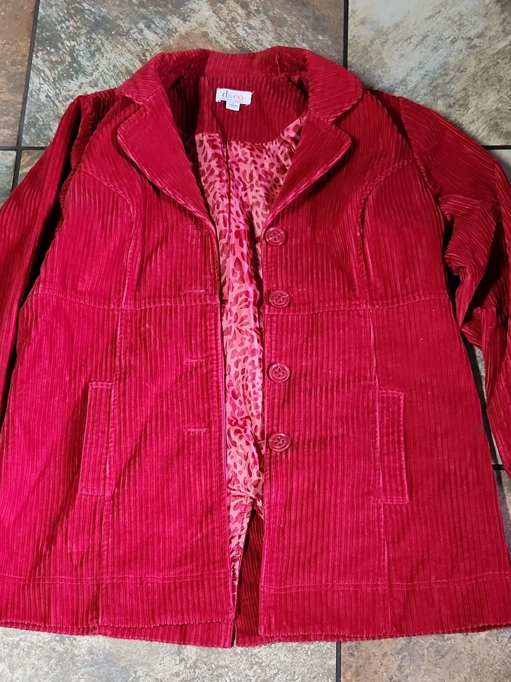 d.e.c.o. Red Corduroy Blazer Jacket